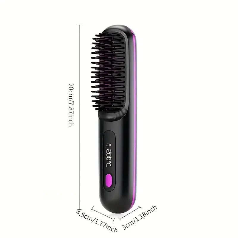 Portable Wireless Hair comb & straightener (White)