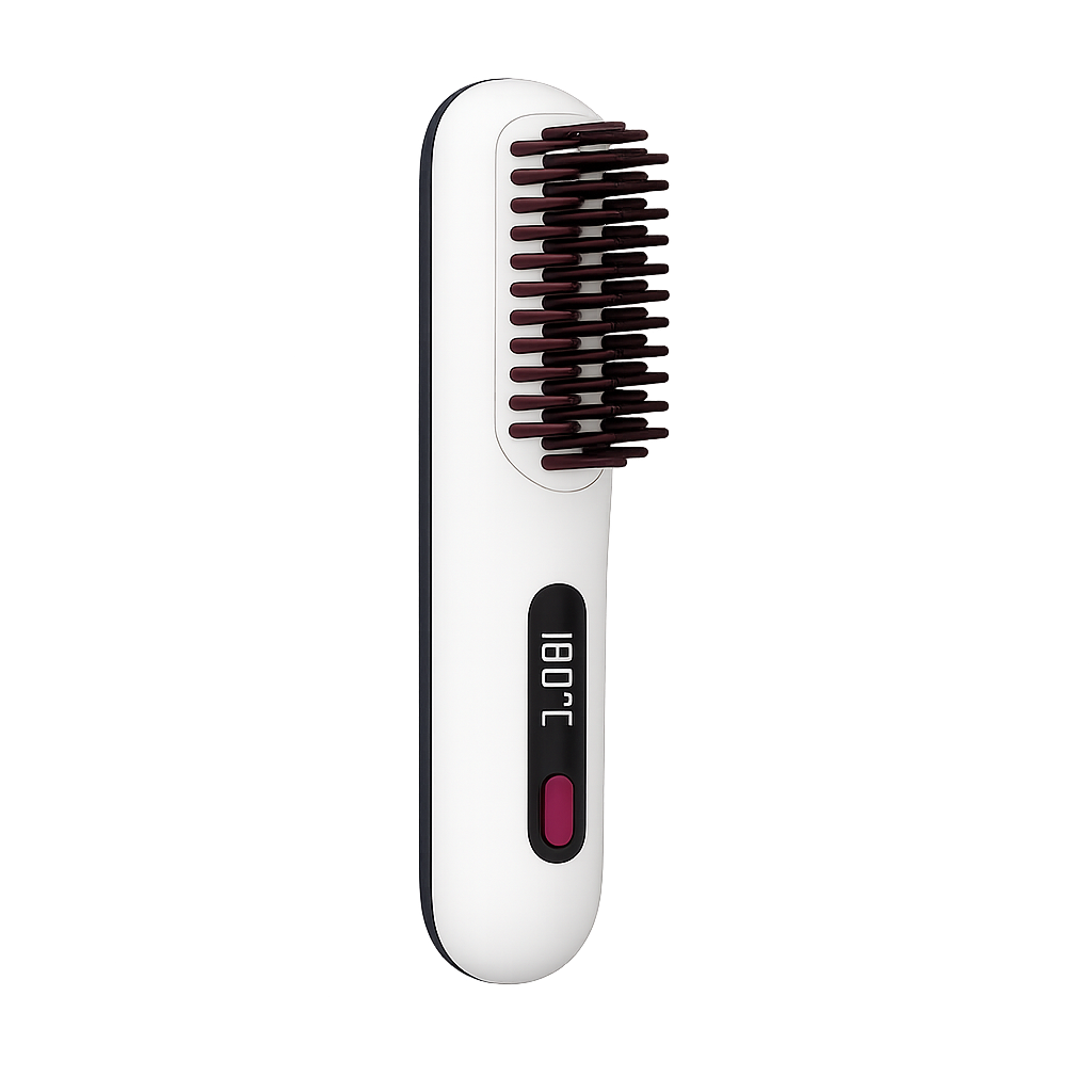 Portable Wireless Hair comb & straightener (White)